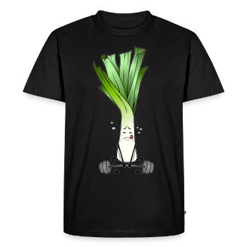 Leek - The weightlifter - Men's Premium Organic T-Shirt - black - Front - Nico (187cm)