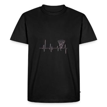 Pizza Battements de coeur J’aime pizza - T-shirt Premium bio Homme - noir - Devant - Nico (187cm)