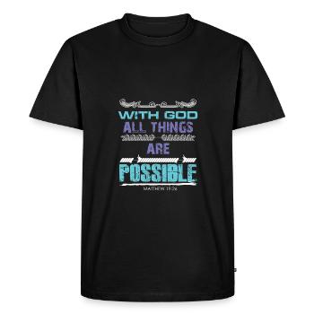 Bible God Everything Possible - Men's Premium Organic T-Shirt - black - Front - Nico (187cm)