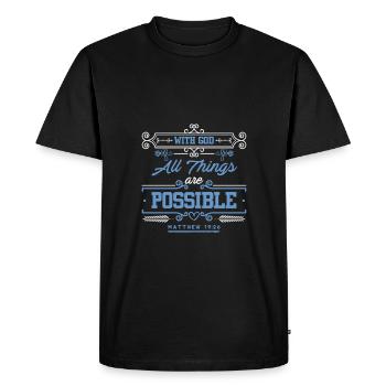 Bible God Everything Possible - Men's Premium Organic T-Shirt - black - Front - Nico (187cm)