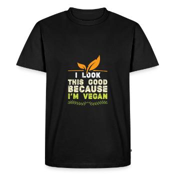 Vegan veggie - Men's Premium Organic T-Shirt - black - Front - Nico (187cm)