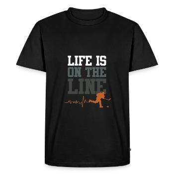 Slogan du club de hockey sur glace - T-shirt Premium bio Homme - noir - Devant - Nico (187cm)