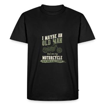 Motocycliste vieil homme - T-shirt Premium bio Homme - noir - Devant - Nico (187cm)