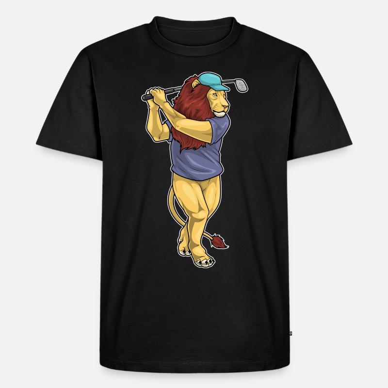 Löwe Golf Golfschläger - Männer Premium Bio T-Shirt - Schwarz
