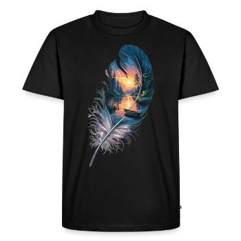 Bateau sur le lac – la nature au printemps - T-shirt Premium bio Homme - noir - Devant - Nico (187cm)