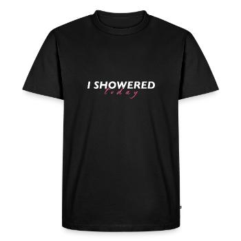 I Showered Today Funny Corny Saying - Men's Premium Organic T-Shirt - black - Front - Nico (187cm)