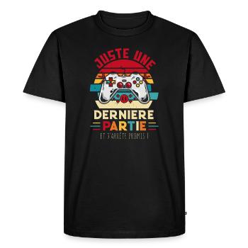 Juste une dernière partie et j'arrête promis - T-shirt Premium bio Homme - noir - Devant - Nico (187cm)