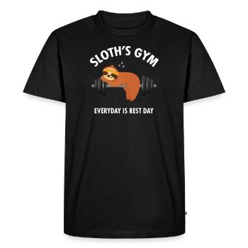 Sloth's Gym - Everyday Is Rest Day - Men's Premium Organic T-Shirt - black - Front - Nico (187cm)