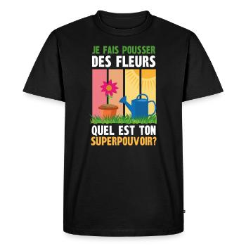 je fais pousser des fleurs - T-shirt Premium bio Homme - noir - Devant - Nico (187cm)