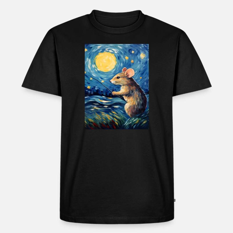 Van Gogh Maus - Männer Premium Bio T-Shirt - Schwarz