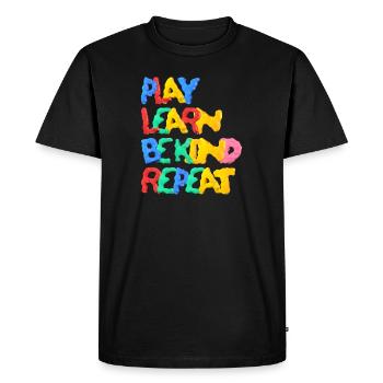 Play Learn Be Kind Repeat Anti Bullying Wavy - Men's Premium Organic T-Shirt - black - Front - Nico (187cm)
