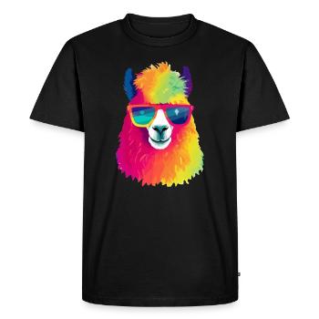 Oxy the spectacled llama - Men's Premium Organic T-Shirt - black - Front - Nico (187cm)