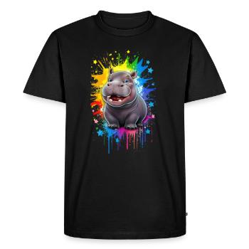 Graffiti Hippopotame - T-shirt Premium bio Homme - noir - Devant - Nico (187cm)