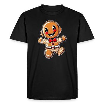 Cute gingerbread man - Men's Premium Organic T-Shirt - black - Front - Nico (187cm)