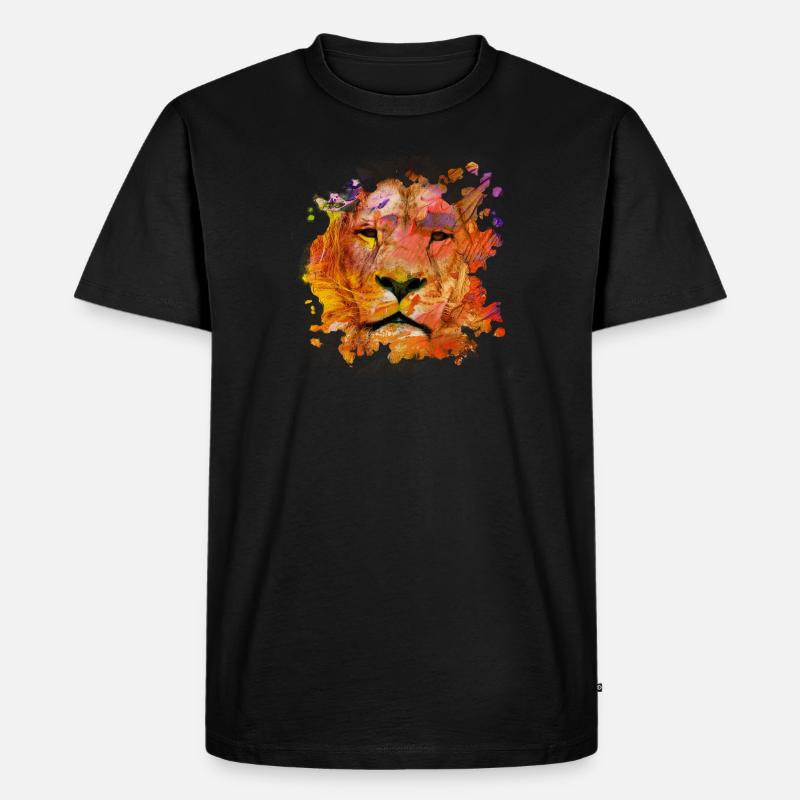 Löwe - Männer Premium Bio T-Shirt - Schwarz