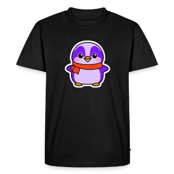 Pingouin mignon avec écharpe - Autocollant graphique - T-shirt Premium bio Homme - noir - Devant - Nico (187cm)