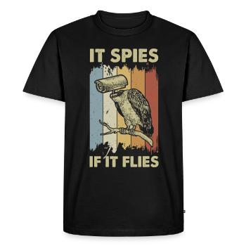Vintage Spy Monitoring Guard Spy Bird - Men's Premium Organic T-Shirt - black - Front - Nico (187cm)