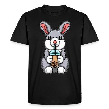 Lapin de thé à bulles Kawaii - T-shirt Premium bio Homme - noir - Devant - Nico (187cm)