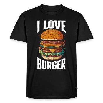 I love burgers - burger lover saying - Men's Premium Organic T-Shirt - black - Front - Nico (187cm)