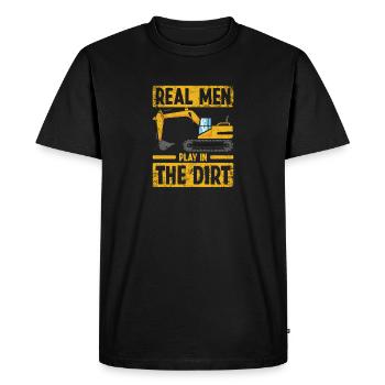 Real Men Excavator Driver Excavator Driving Construction Sites - T-shirt Premium bio Homme - noir - Devant - Nico (187cm)