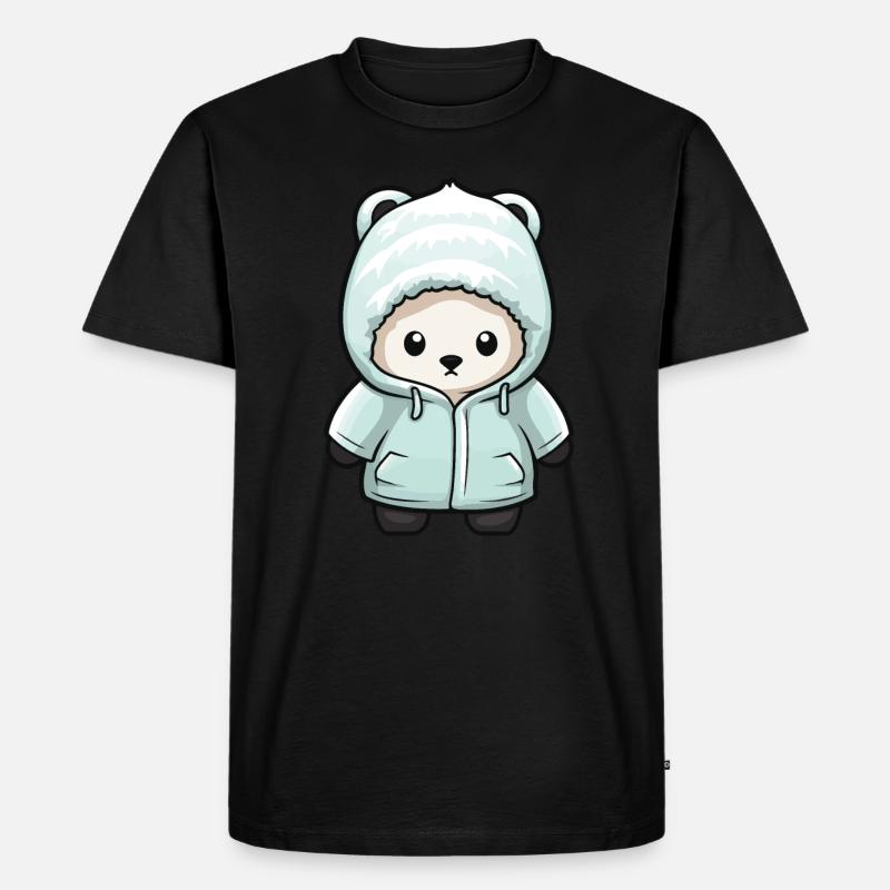 Eisbär Winter Polar Bär Comic - Männer Premium Bio T-Shirt - Schwarz