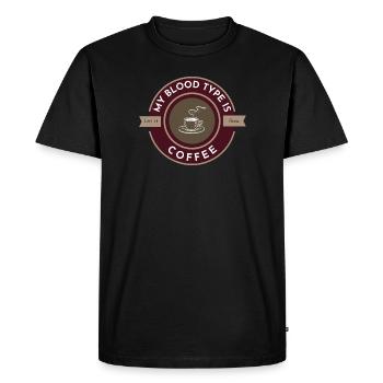 My blood type is coffee dark - Men's Premium Organic T-Shirt - black - Front - Nico (187cm)