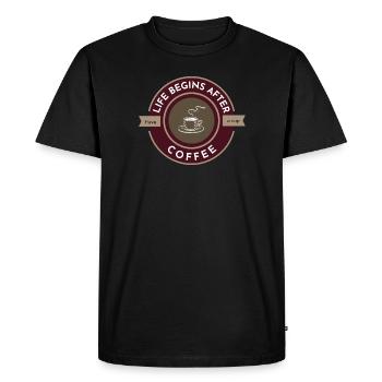 Life begins after Coffee, have a cup dark - Men's Premium Organic T-Shirt - black - Front - Nico (187cm)