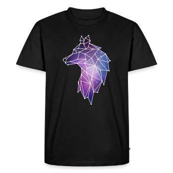 Loup géométrique | Low Poly Galaxie Wolfsrudel - T-shirt Premium bio Homme - noir - Devant - Nico (187cm)