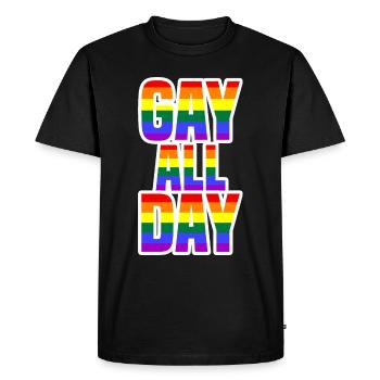 Gay All Day - Men's Premium Organic T-Shirt - black - Front - Nico (187cm)