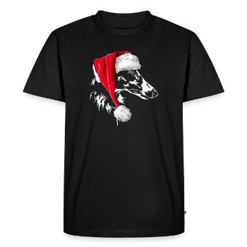 Santa BARSOI Chiens de Noël Wilsigns - T-shirt Premium bio Homme - noir - Devant - Nico (187cm)