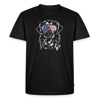 Golden Retriever America Flag Dogs Wilsigns - Men's Premium Organic T-Shirt - black - Front - Nico (187cm)