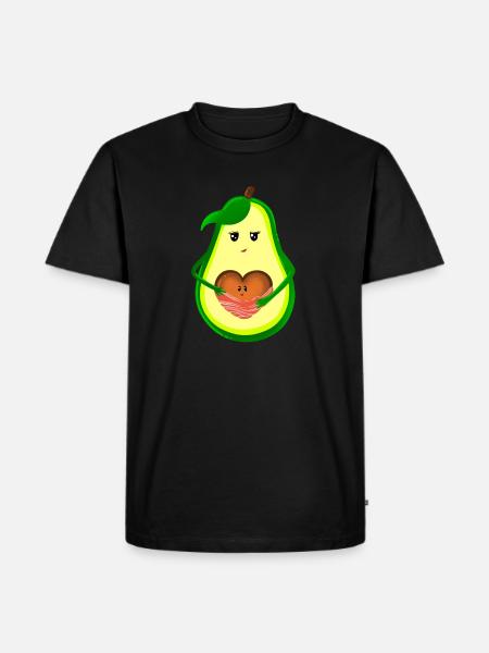 Avocado Mutter mit Kind - Männer Premium Bio T-Shirt - Schwarz