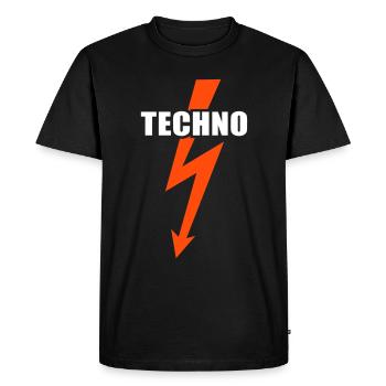 Techno - Männer Premium Bio T-Shirt - Schwarz - Vorne - Nico (187cm)