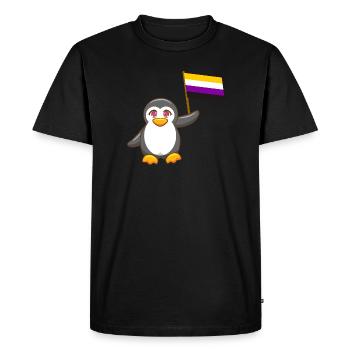 Gay Pride Antarctica Animal Penguin Not Binary LGBT - Men's Premium Organic T-Shirt - black - Front - Nico (187cm)