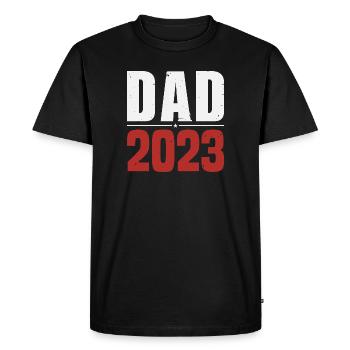 Papa 2023 - Cadeau pour la paternité - T-shirt Premium bio Homme - noir - Devant - Nico (187cm)