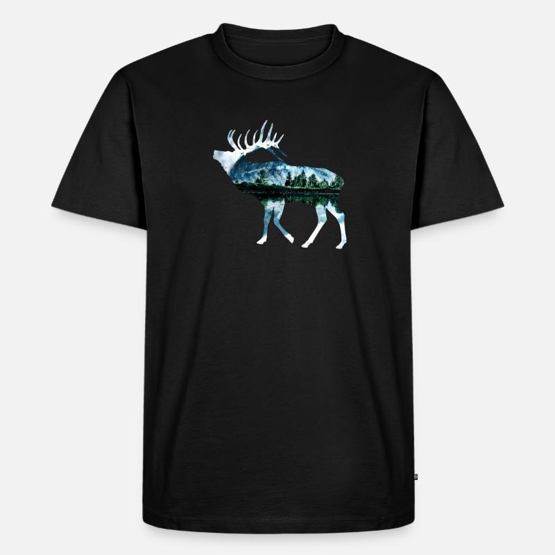 Elch - Männer Premium Bio T-Shirt - Schwarz