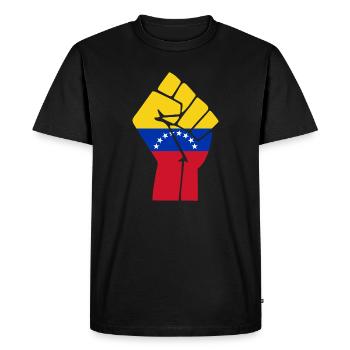 Venezuela Fist Flag - Men's Premium Organic T-Shirt - black - Front - Nico (187cm)