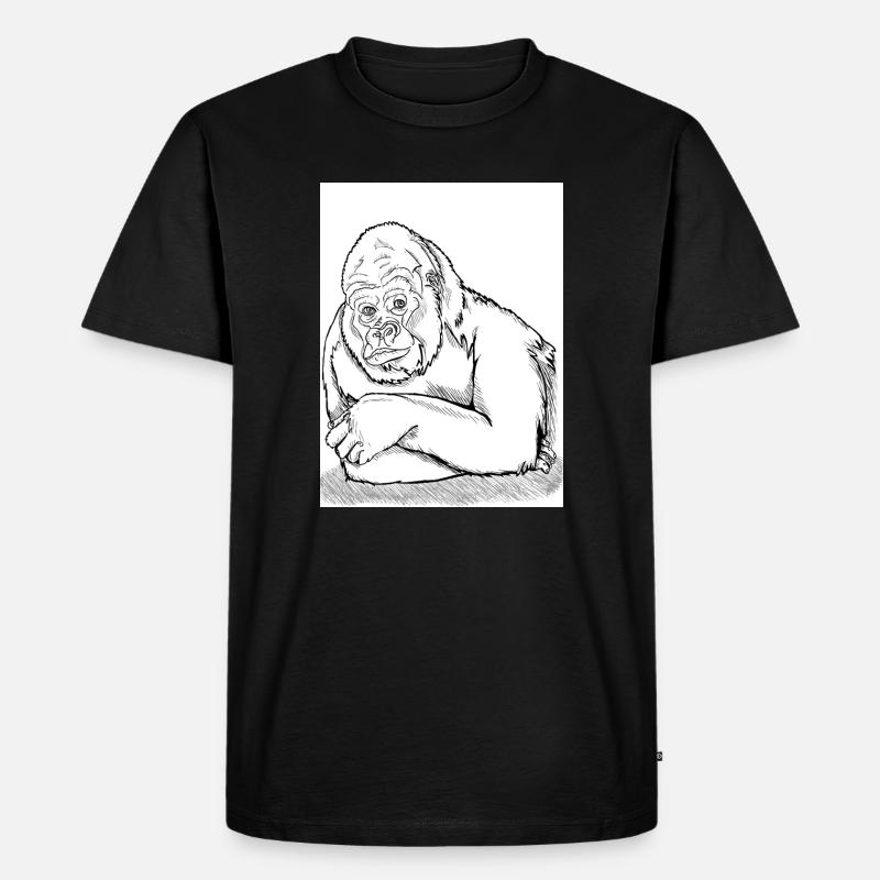 Nachdenklicher Gorilla - Männer Premium Bio T-Shirt - Schwarz