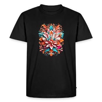 Motif floral coloré et splendeur - T-shirt Premium bio Homme - noir - Devant - Nico (187cm)
