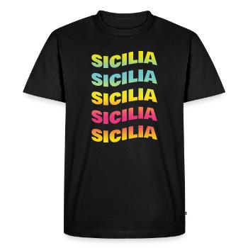 t-shirt Sicilia onda t-shirt idée cadeau - T-shirt Premium bio Homme - noir - Devant - Nico (187cm)
