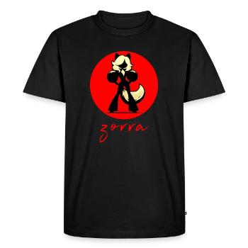 Renard à fond rouge - T-shirt Premium bio Homme - noir - Devant - Nico (187cm)