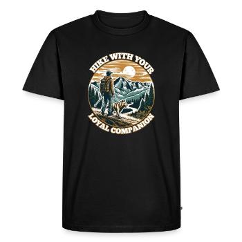 RANDONNEZ AVEC VOTRE FIDÈLE COMPAGNON - T-shirt Premium bio Homme - noir - Devant - Nico (187cm)