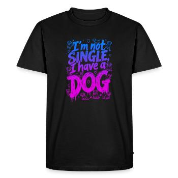 JE NE SUIS PAS CÉLIBATAIRE, J’AI UN CHIEN - T-shirt Premium bio Homme - noir - Devant - Nico (187cm)