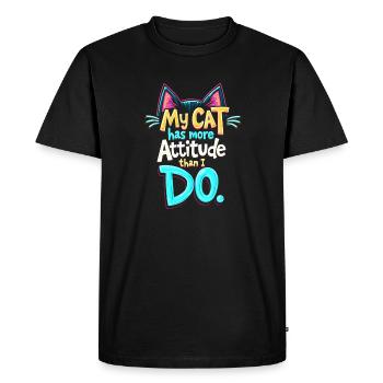 MON CHAT A PLUS D’ATTITUDE QUE MOI - T-shirt Premium bio Homme - noir - Devant - Nico (187cm)