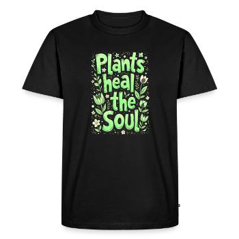 LES PLANTES GUÉRISSENT L’ÂME - T-shirt Premium bio Homme - noir - Devant - Nico (187cm)