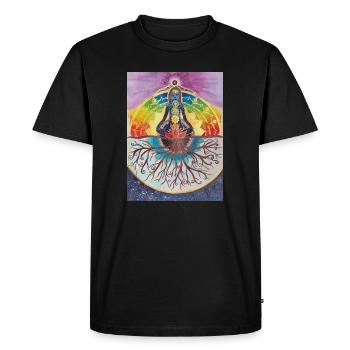 Spiritual meditation tree with chakras - Men's Premium Organic T-Shirt - black - Front - Nico (187cm)