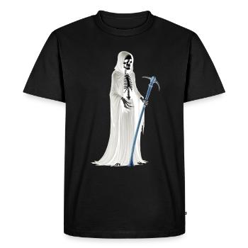Fantôme Squelette Fantôme Faucheuse Mort Halloween - T-shirt Premium bio Homme - noir - Devant - Nico (187cm)