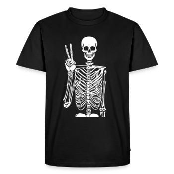 Skeleton Costume Funny Halloween Peace finger - Men's Premium Organic T-Shirt - black - Front - Nico (187cm)