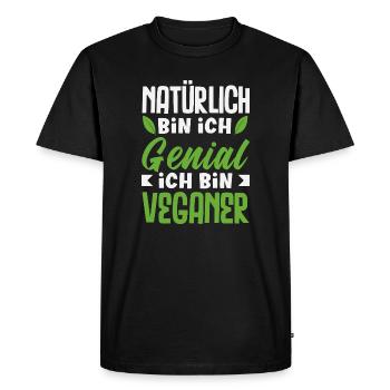Attention Je suis végétalien Drôle Cadeau végétalien - T-shirt Premium bio Homme - noir - Devant - Nico (187cm)