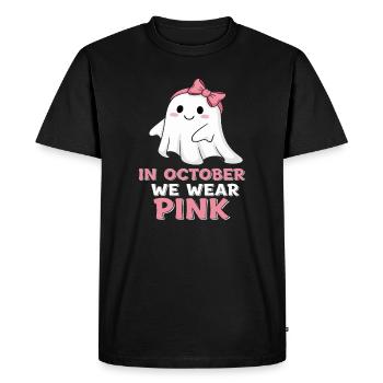 Imprimé rose d'octobre fantaisiste fantôme - T-shirt Premium bio Homme - noir - Devant - Nico (187cm)